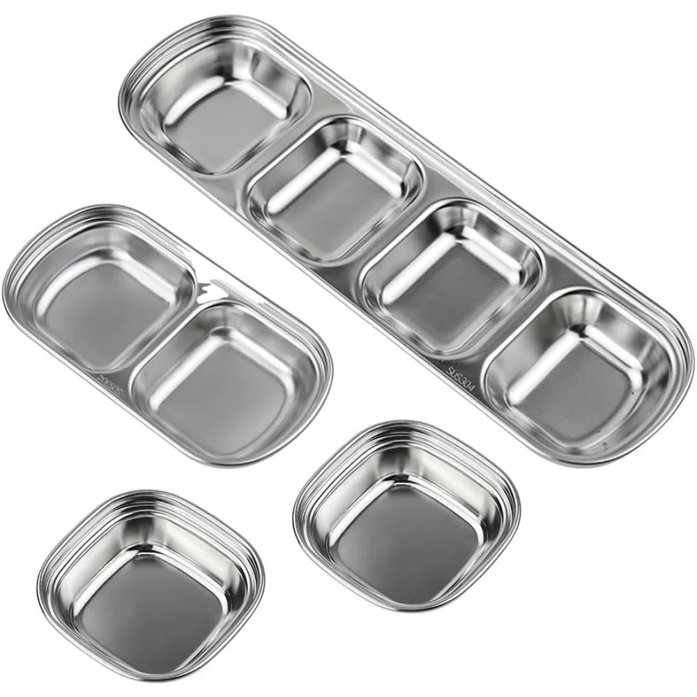 Stainless Steel Divided Sauce Plate