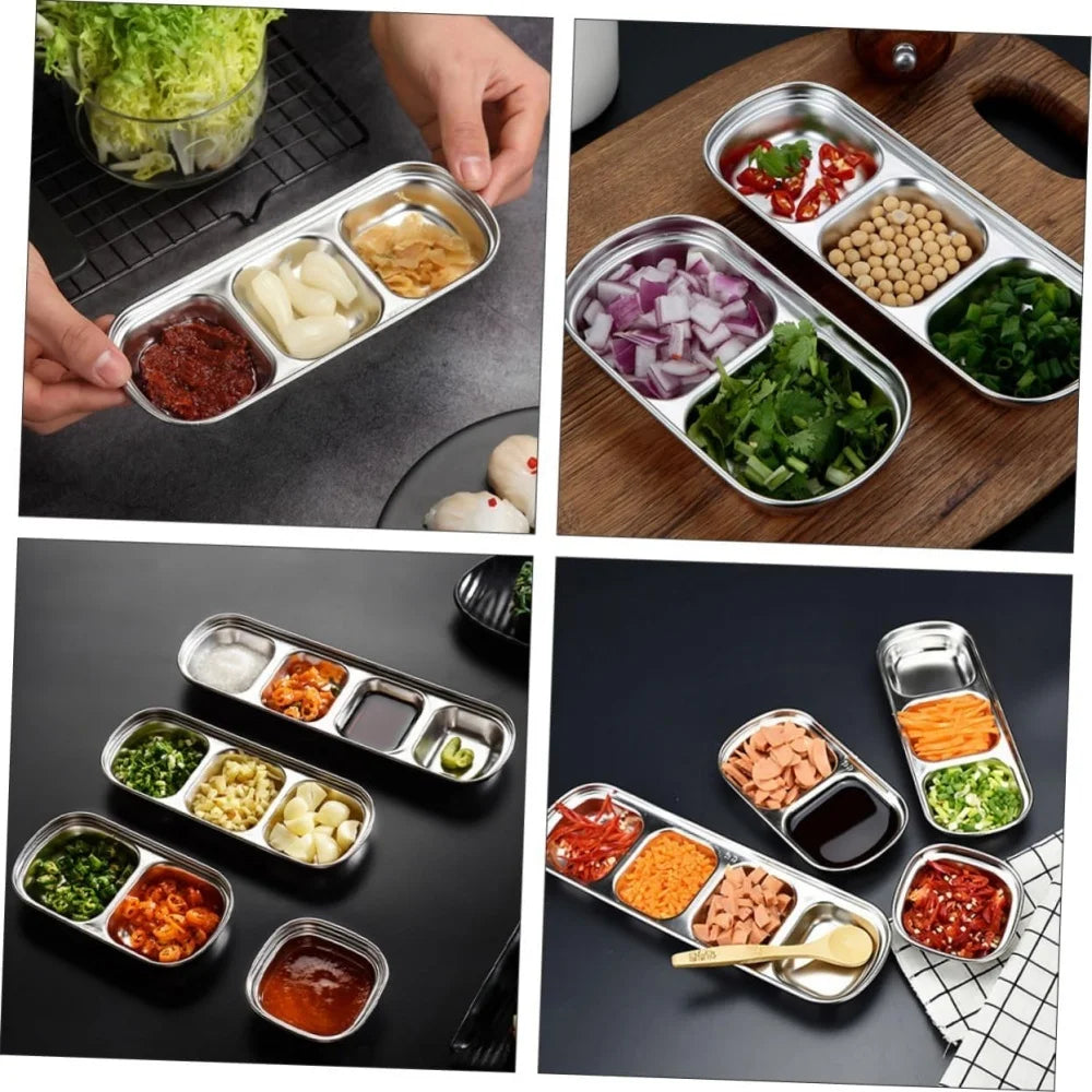 Stainless Steel Divided Sauce Plate