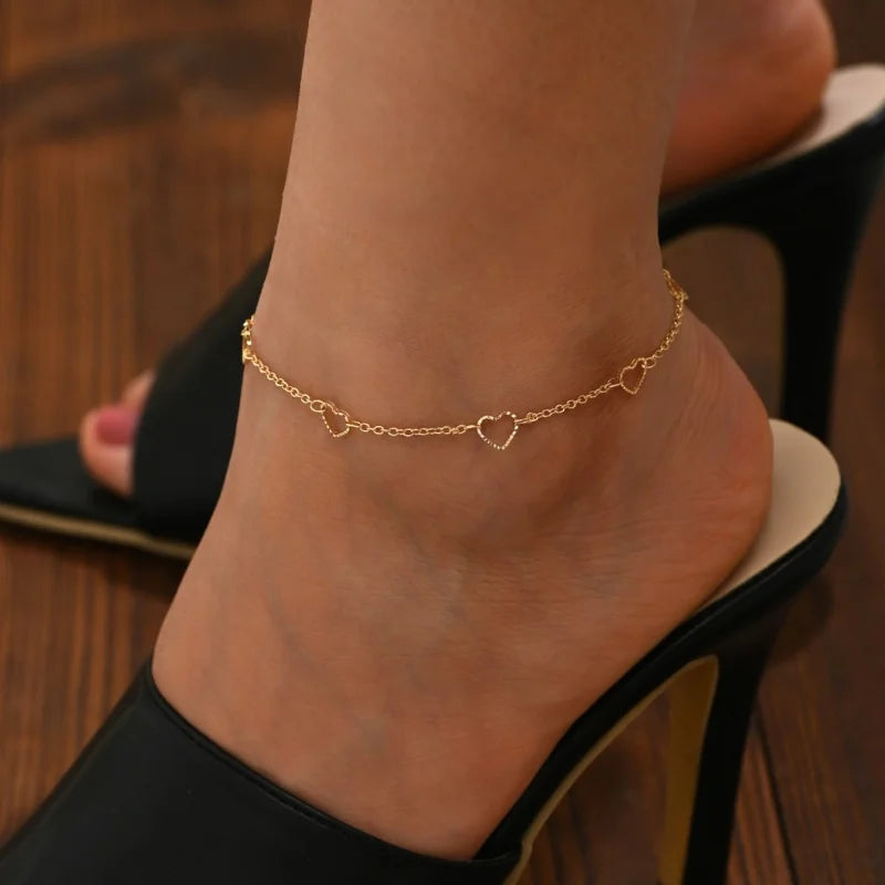 🌙 Heart Star Moon Anklet Bracelet