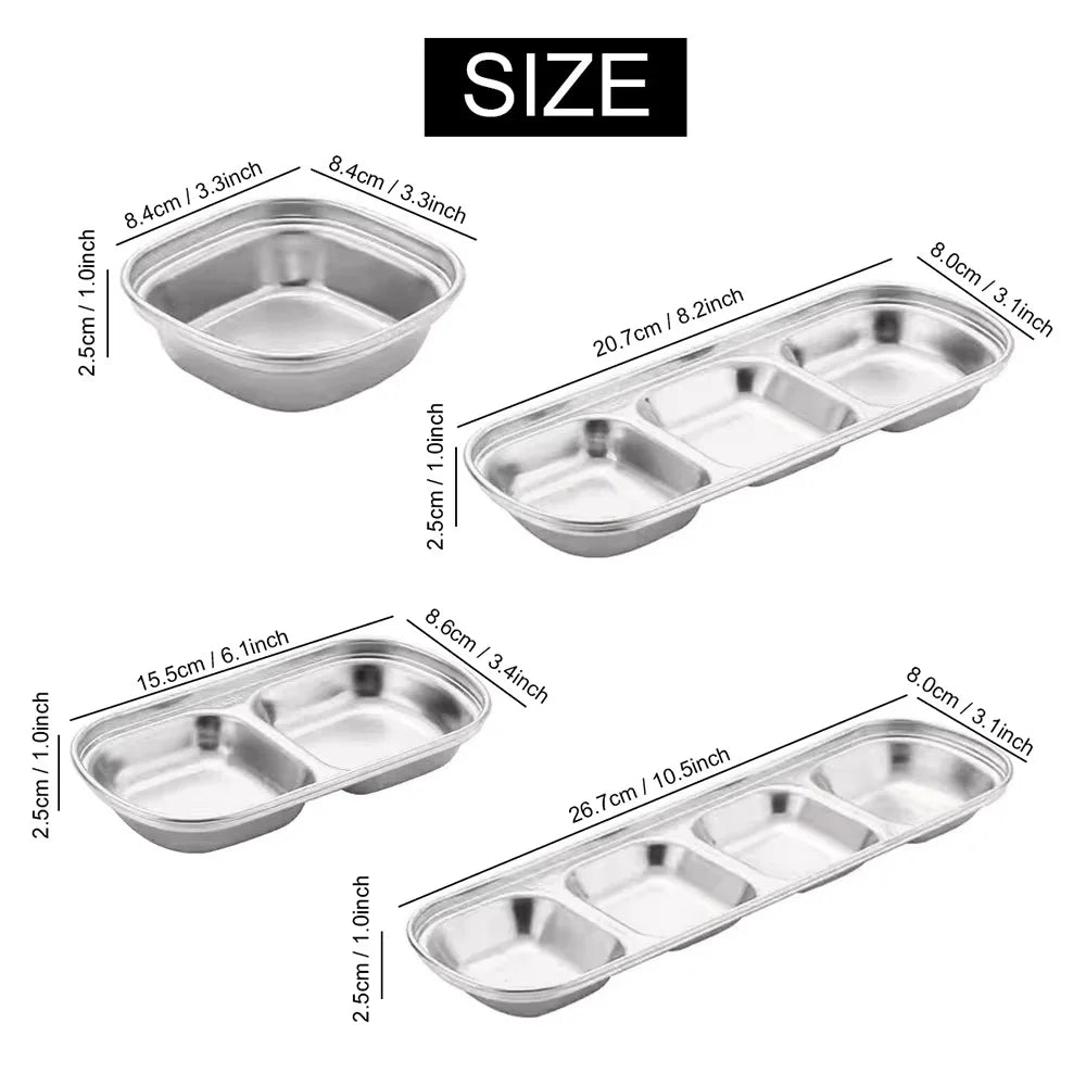 Stainless Steel Divided Sauce Plate