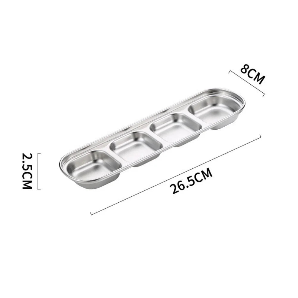 Stainless Steel Divided Sauce Plate