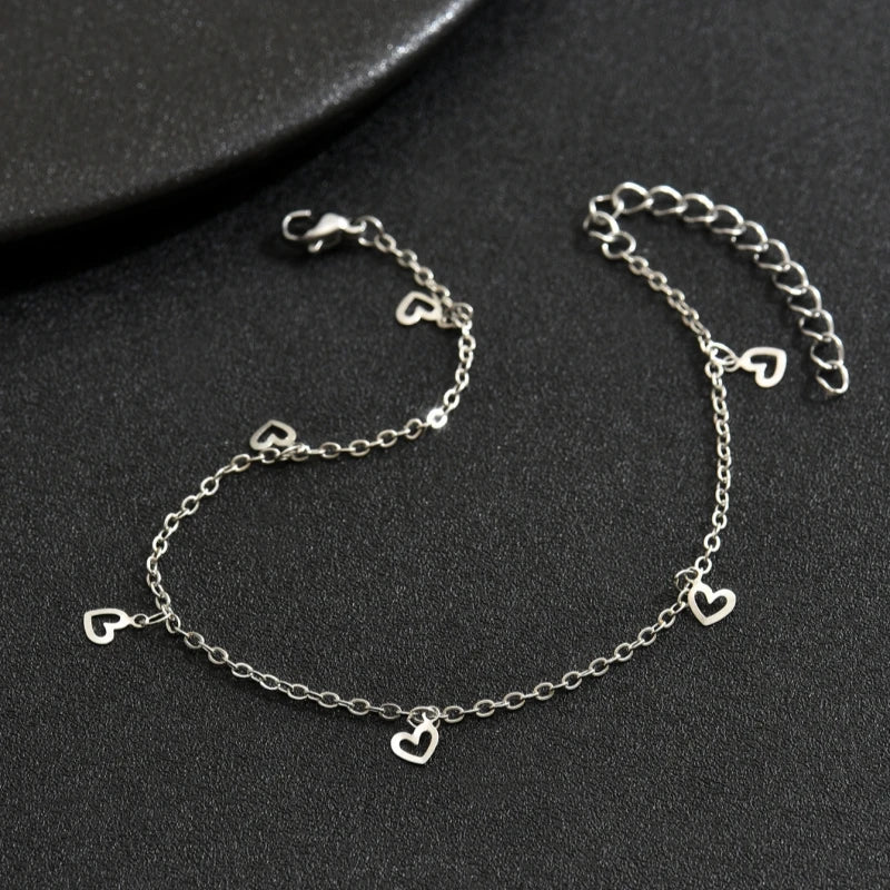 🌙 Heart Star Moon Anklet Bracelet