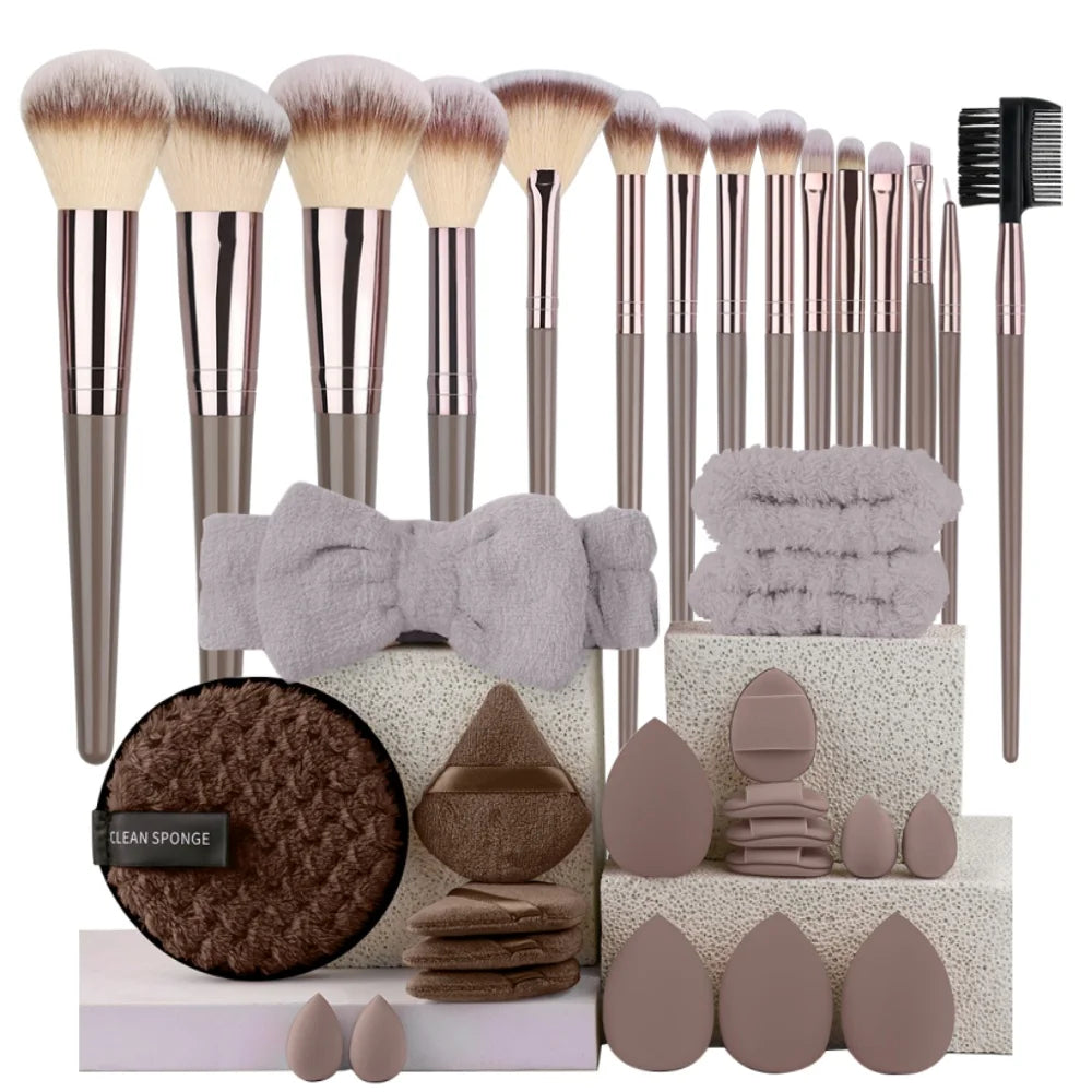 Makeup Brushes & Puff Set