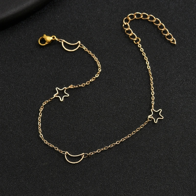 🌙 Heart Star Moon Anklet Bracelet