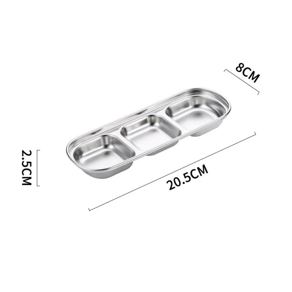 Stainless Steel Divided Sauce Plate