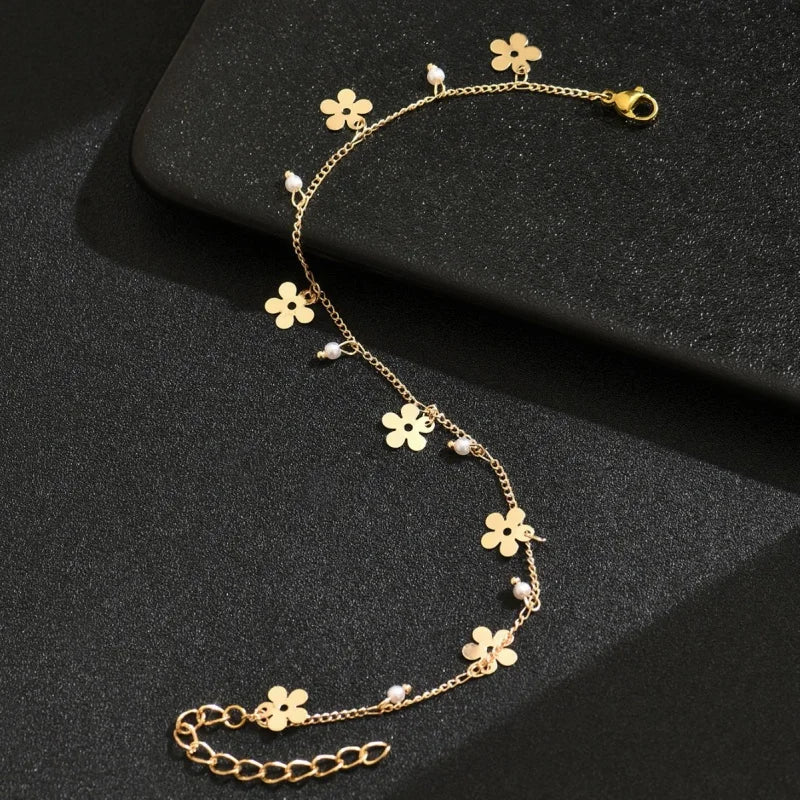 🌙 Heart Star Moon Anklet Bracelet