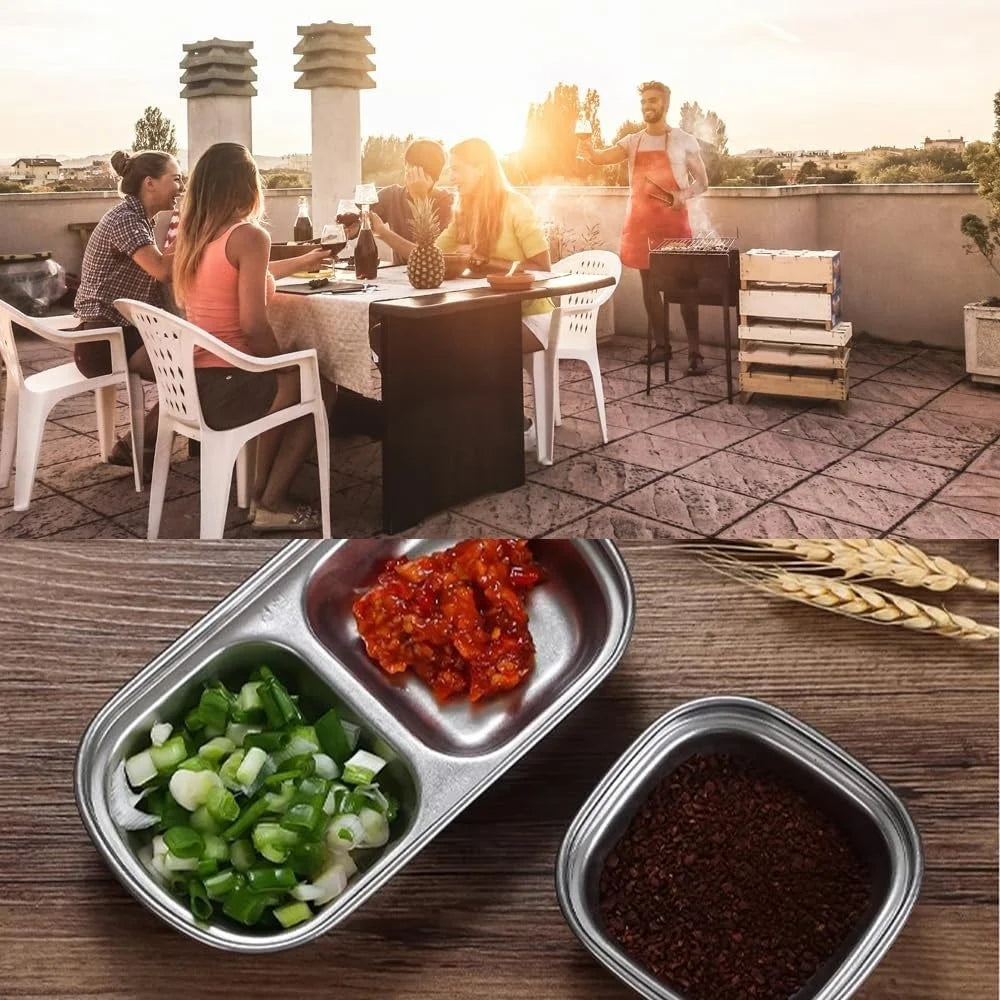 Stainless Steel Divided Sauce Plate