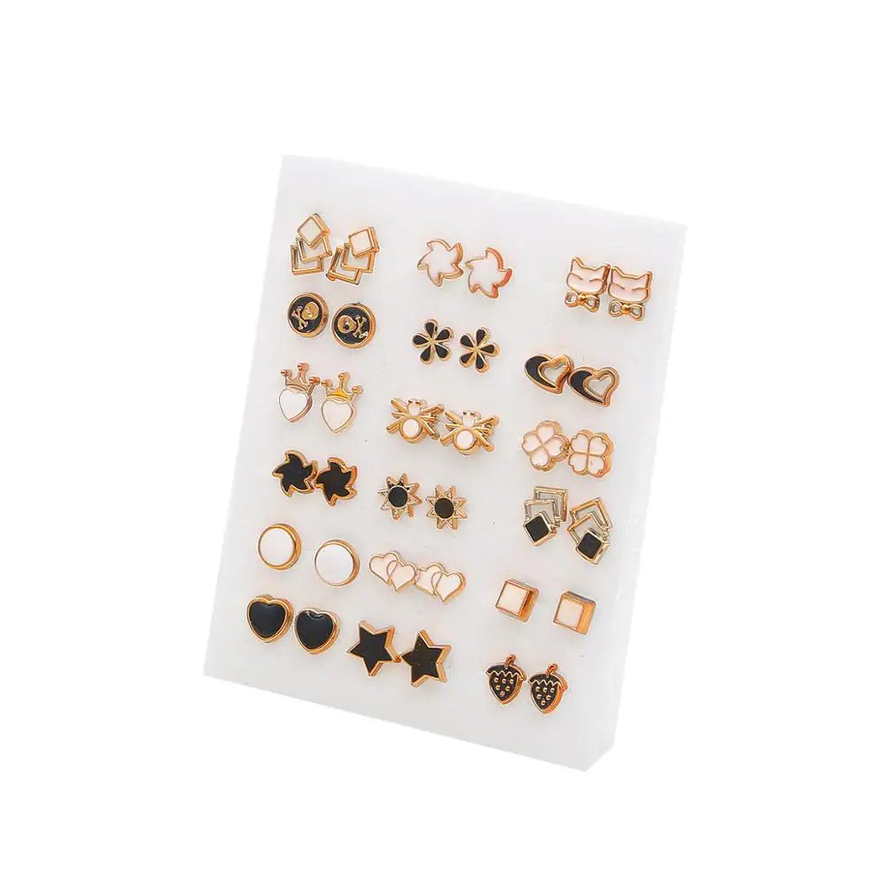 Mixed Crystal Stud Earrings Set