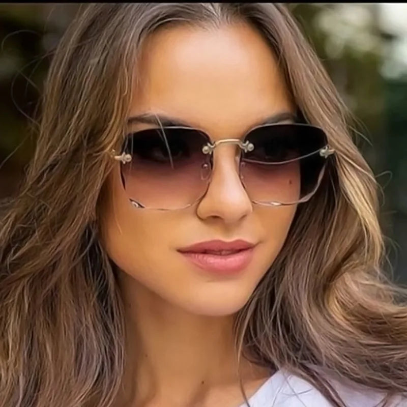 3-Piece Rimless Square Sunglasses Set