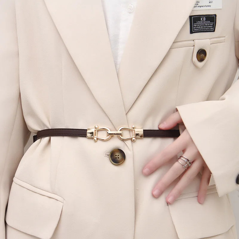 Women's Thin Belt with Metal Hook Buckle
