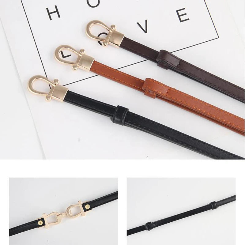 Women's Thin Belt with Metal Hook Buckle