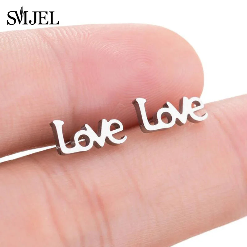 Small Black Stainless Steel Charm Studs