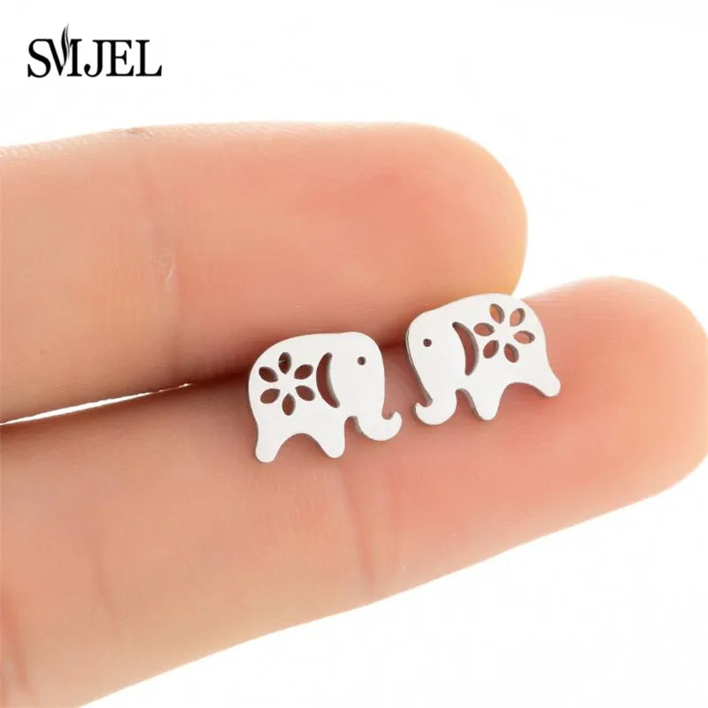Small Black Stainless Steel Charm Studs