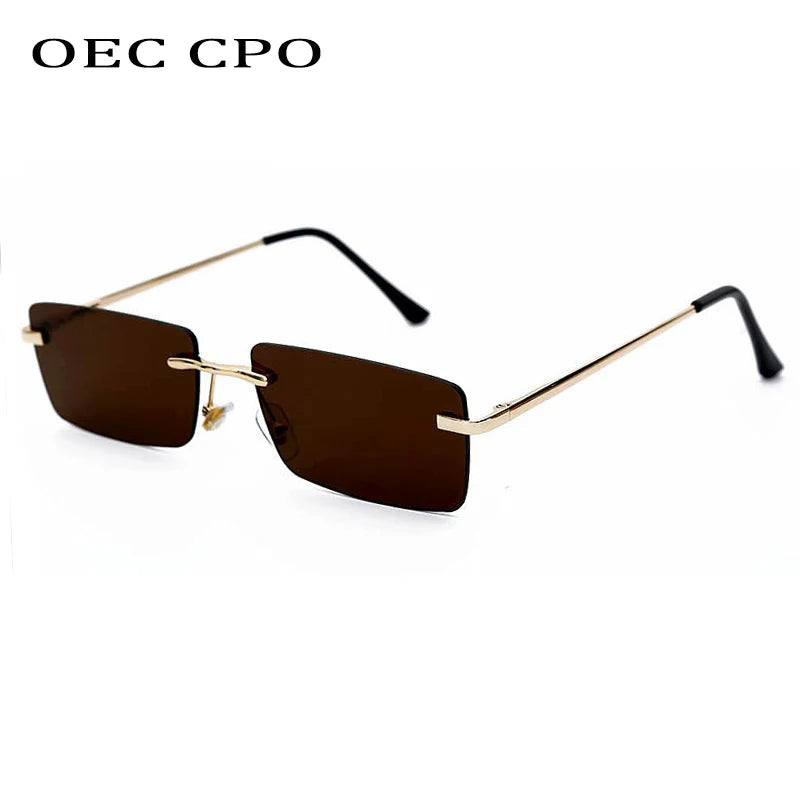 Small Rimless Rectangle Sunglasses