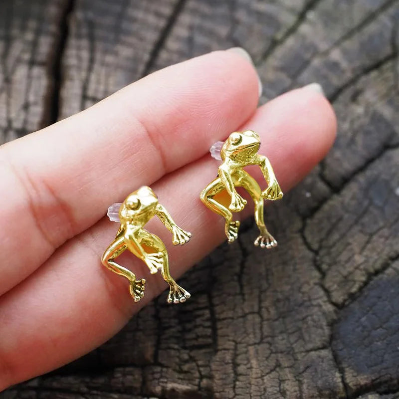 Retro Cute Frog Stud Earrings