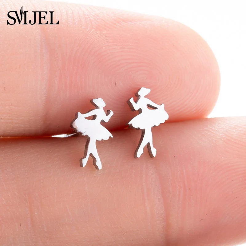 Small Black Stainless Steel Charm Studs