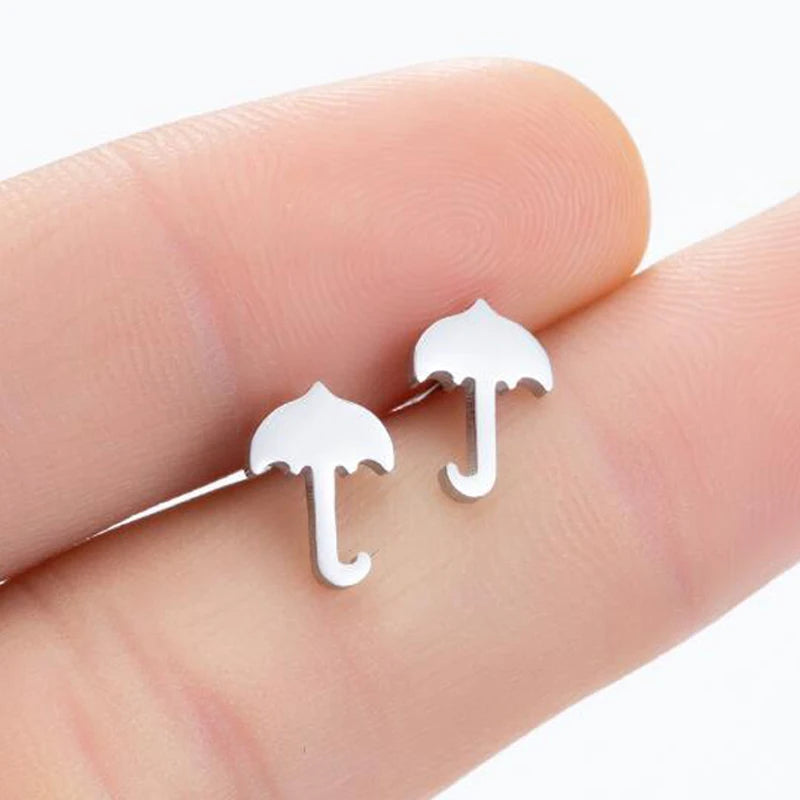 Small Black Stainless Steel Charm Studs