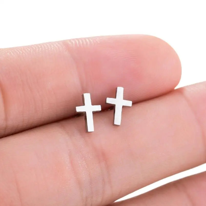 Small Black Stainless Steel Charm Studs