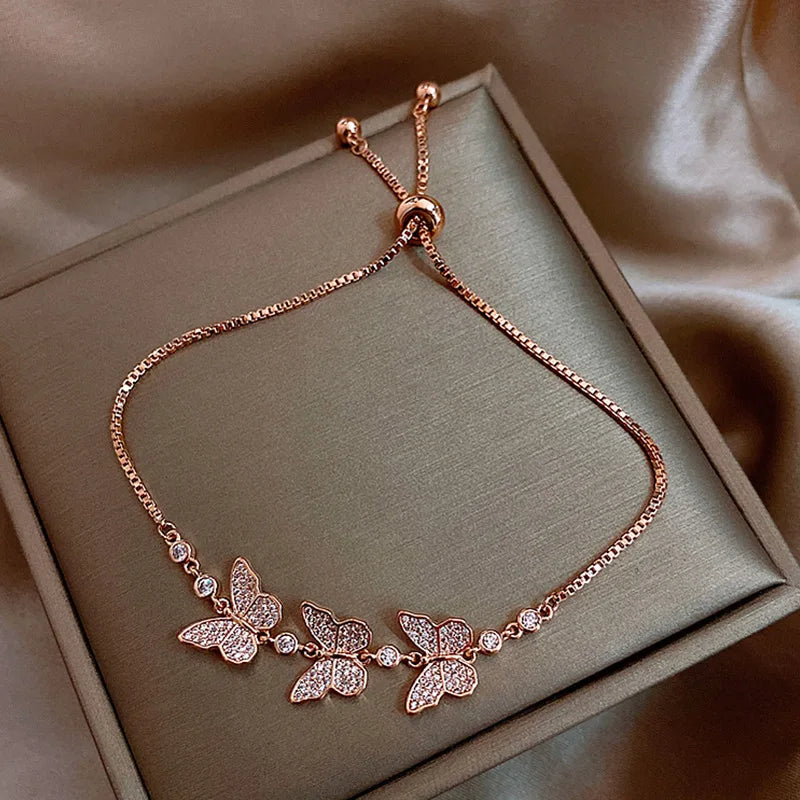 🦋 Crystal Flower Butterfly Bracelet
