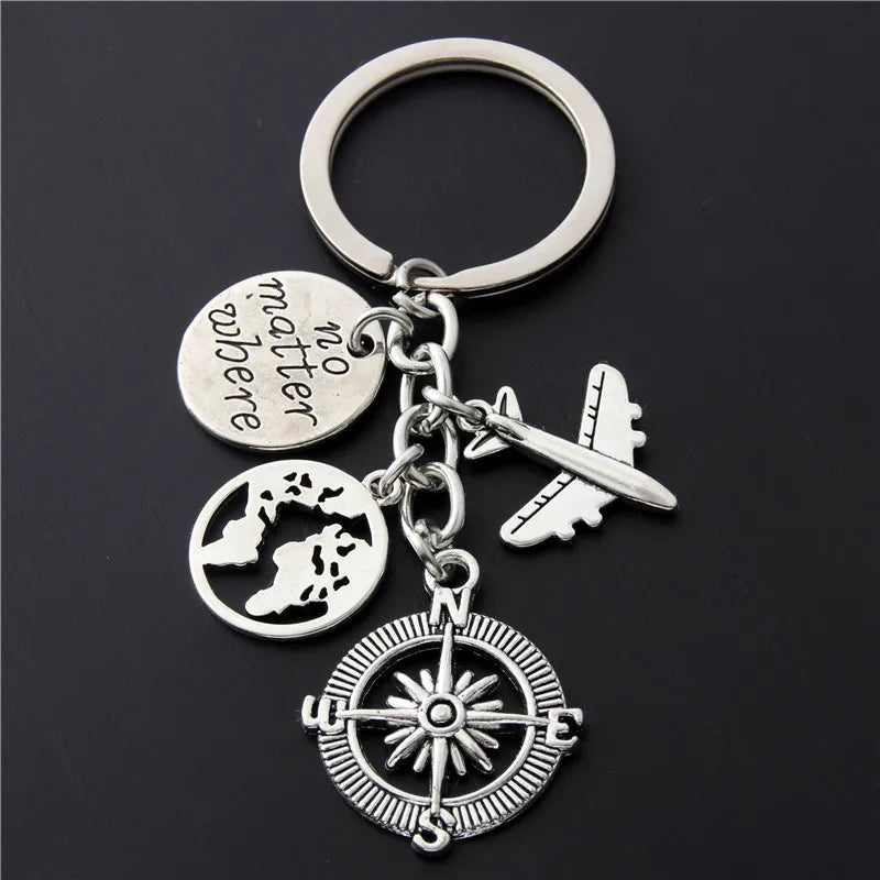 World Map Airplane Keychain