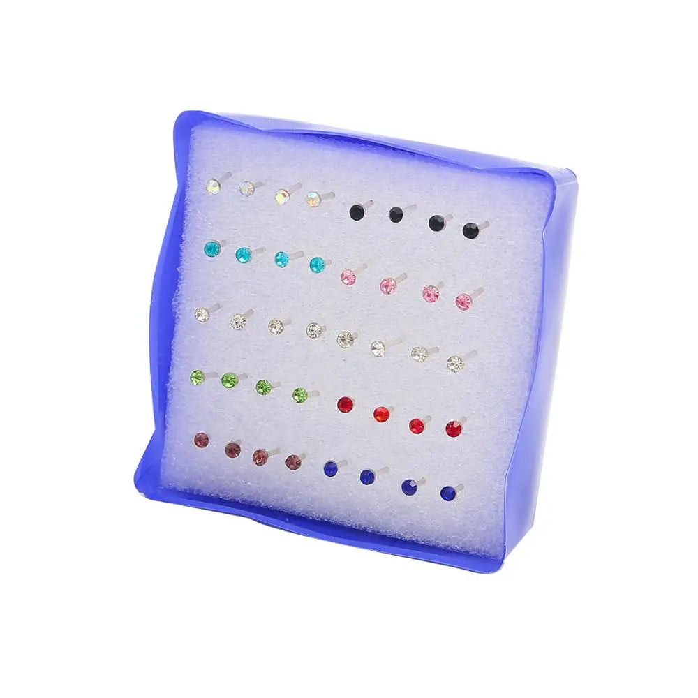 Mixed Crystal Stud Earrings Set