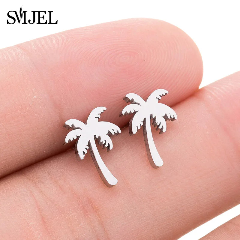 Small Black Stainless Steel Charm Studs