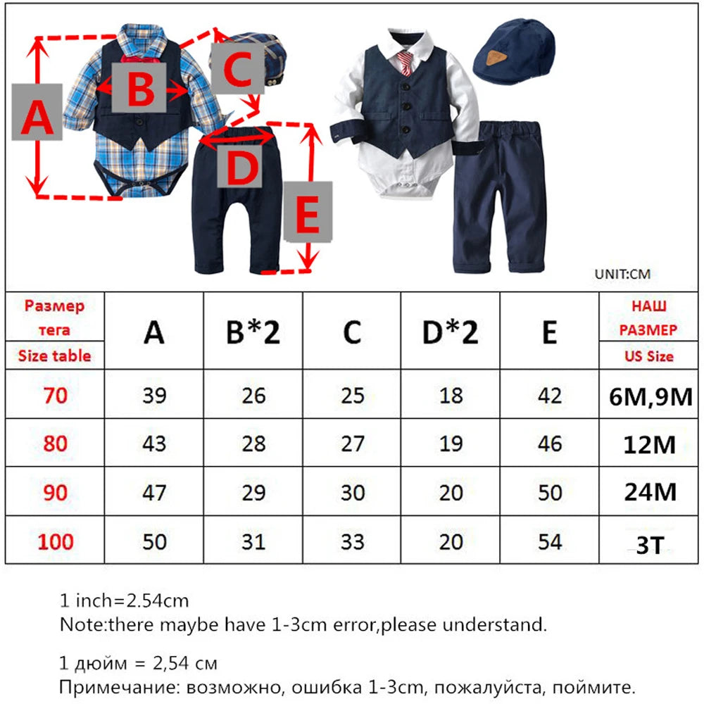 Baby Boy Formal Romper, Vest & Hat Set