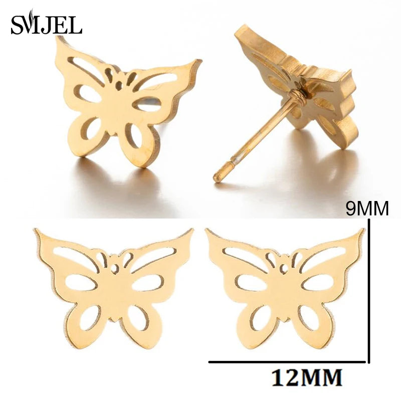 Small Black Stainless Steel Charm Studs