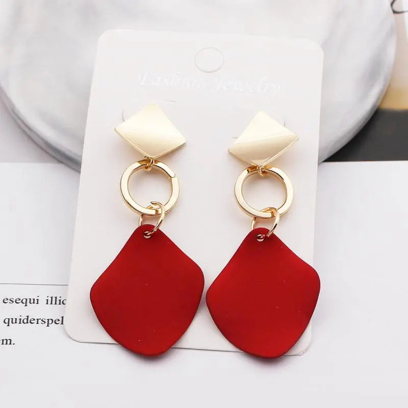 White Geometric Long Statement Earrings