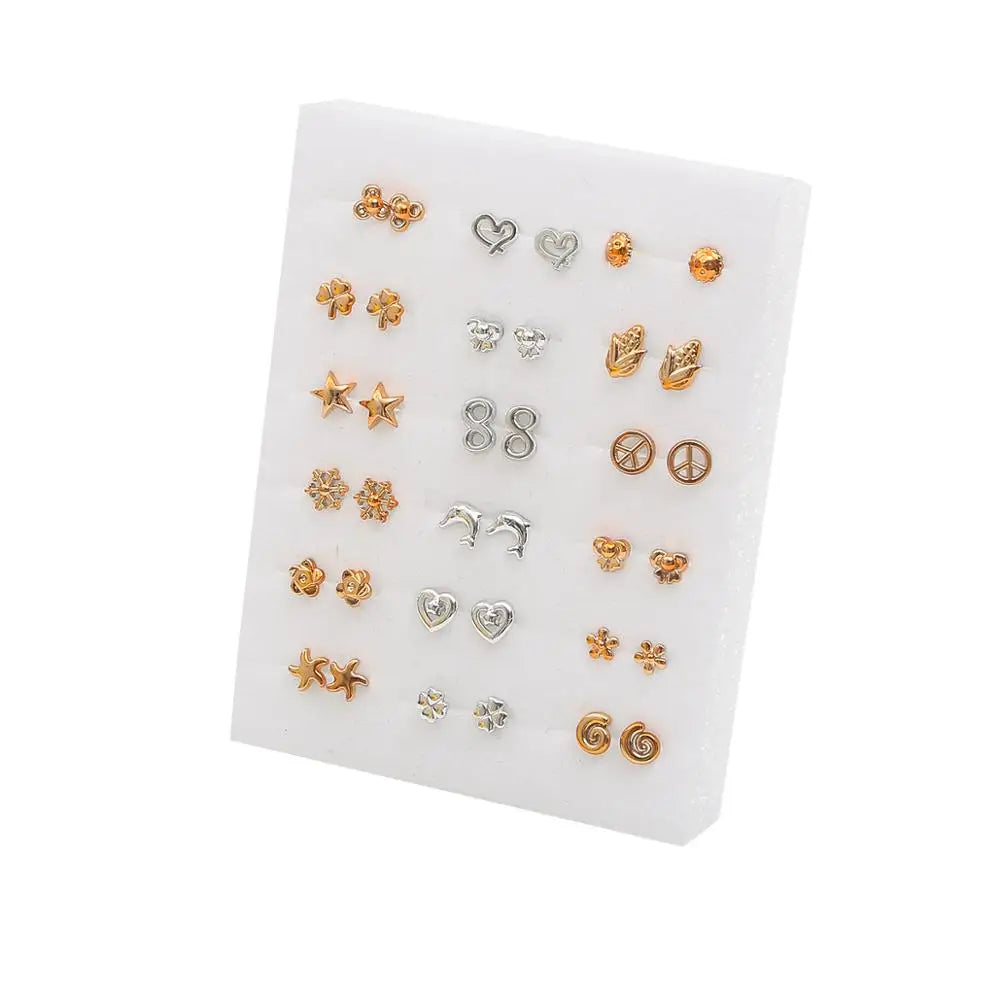 Mixed Crystal Stud Earrings Set