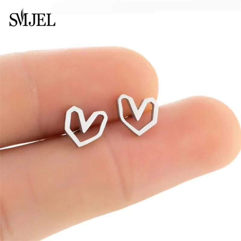 Small Black Stainless Steel Charm Studs