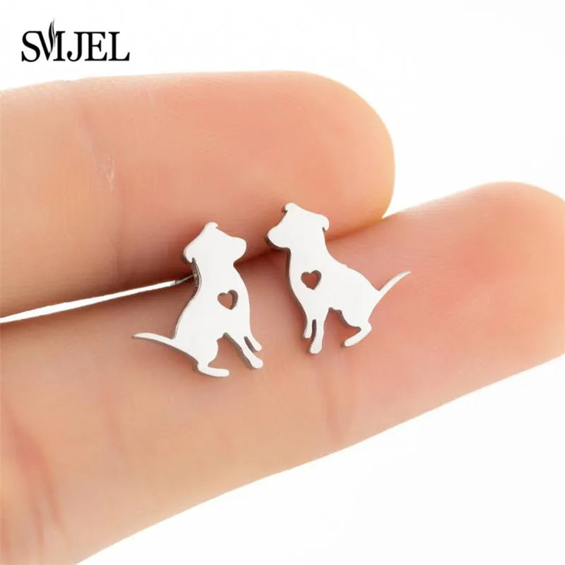 Small Black Stainless Steel Charm Studs