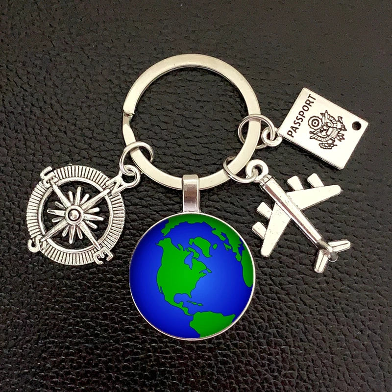 Globe Compass Keychain