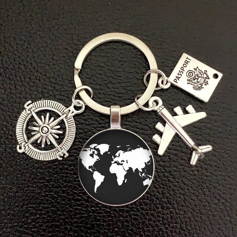 Globe Compass Keychain