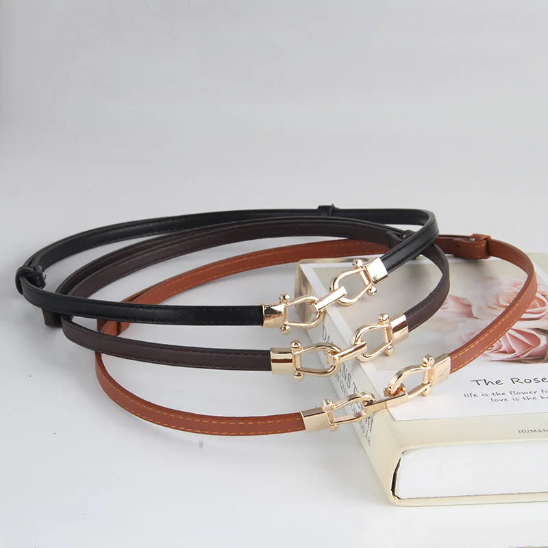 Women's Thin Belt with Metal Hook Buckle