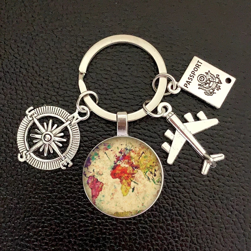 Globe Compass Keychain