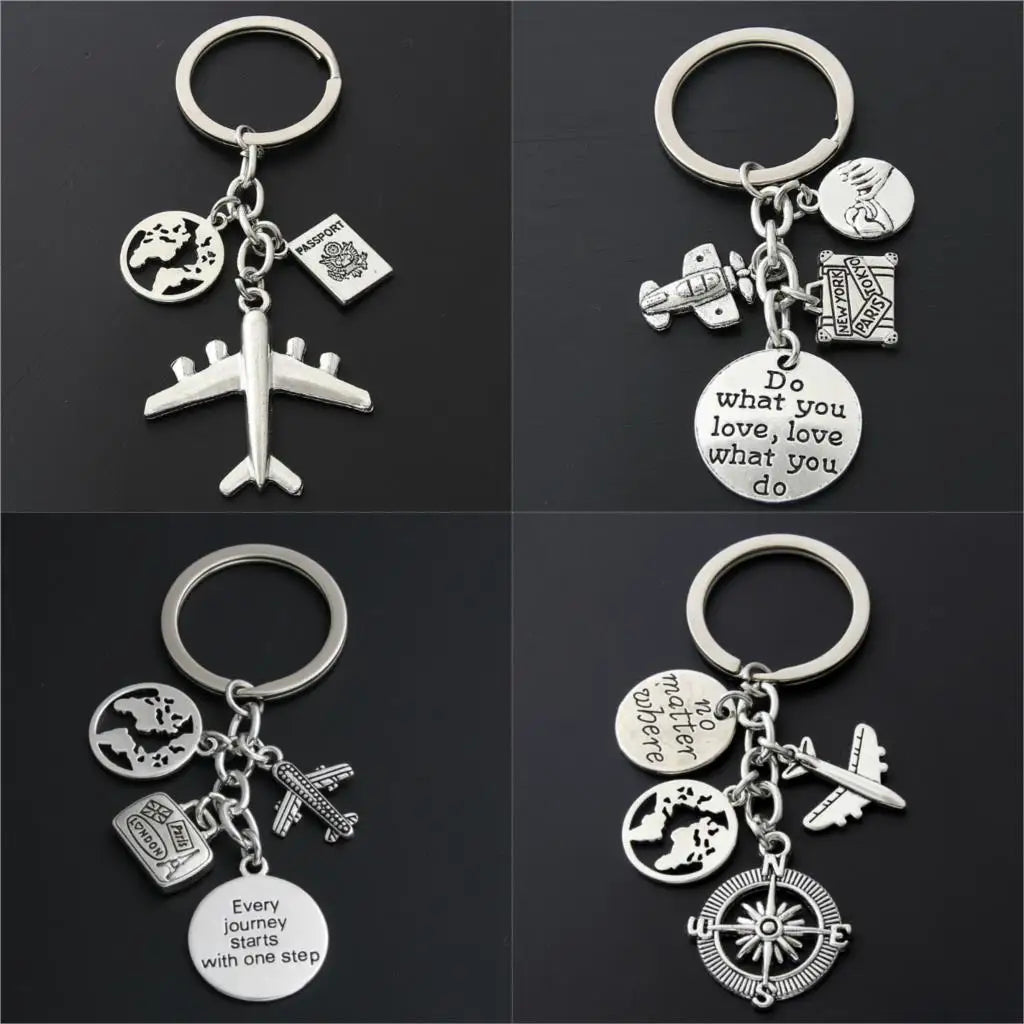 World Map Airplane Keychain