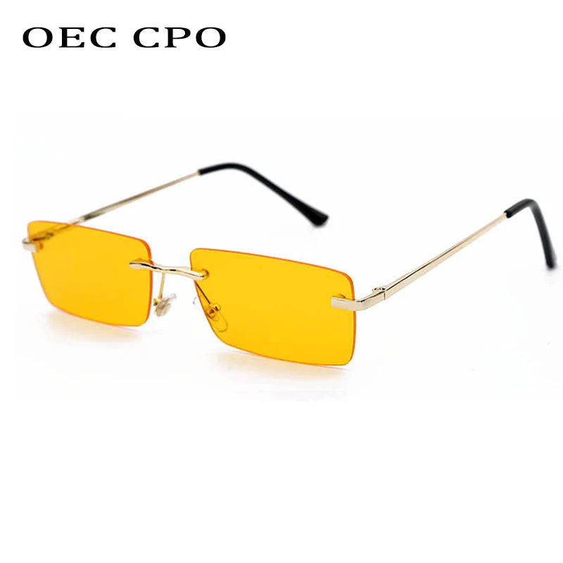 Small Rimless Rectangle Sunglasses
