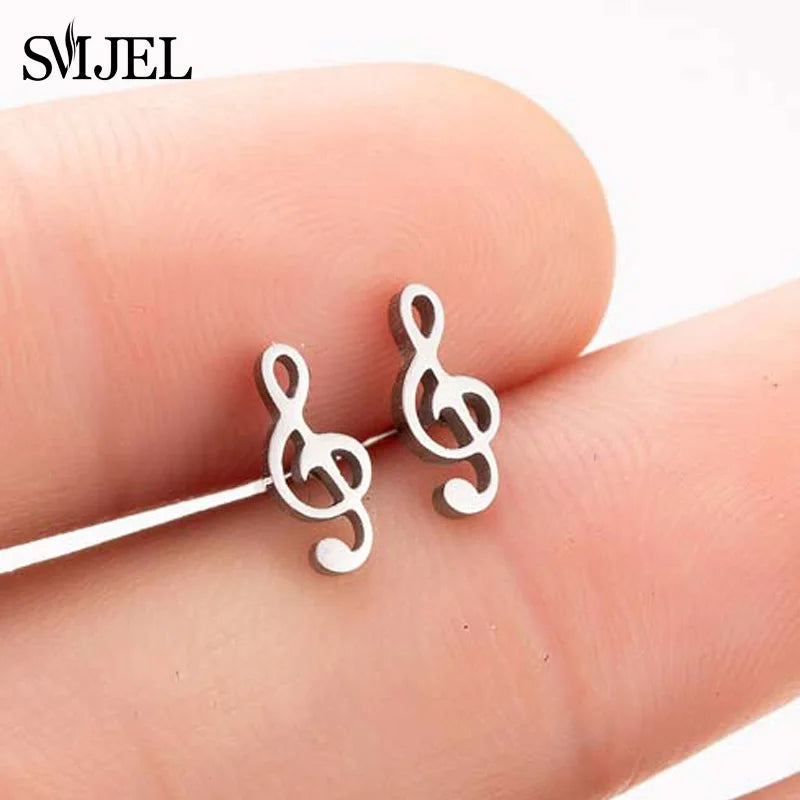 Small Black Stainless Steel Charm Studs