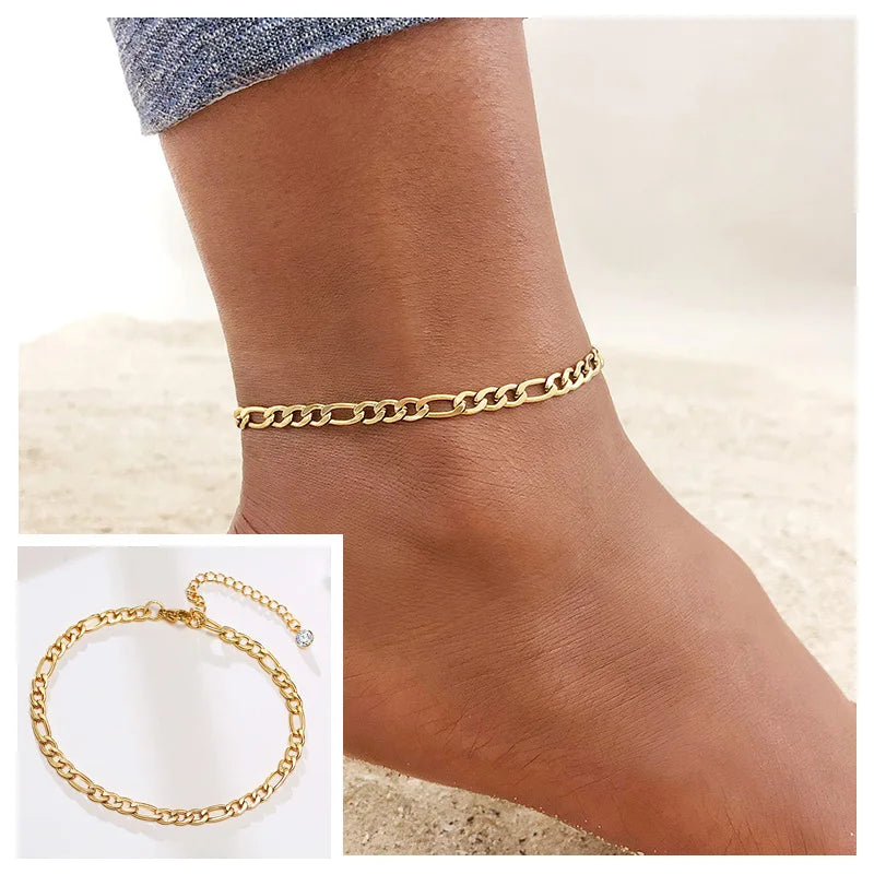Layered Cuban Curb Chain Anklet