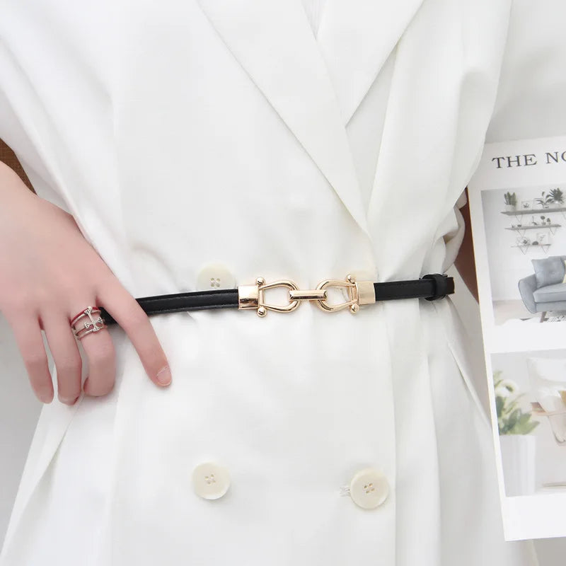 Women's Thin Belt with Metal Hook Buckle