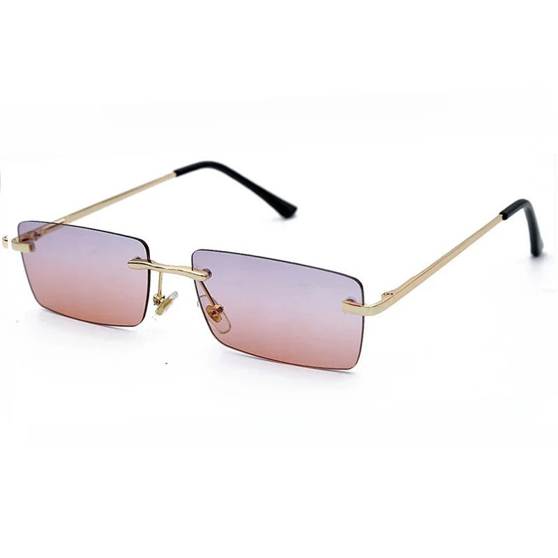 Small Rimless Rectangle Sunglasses