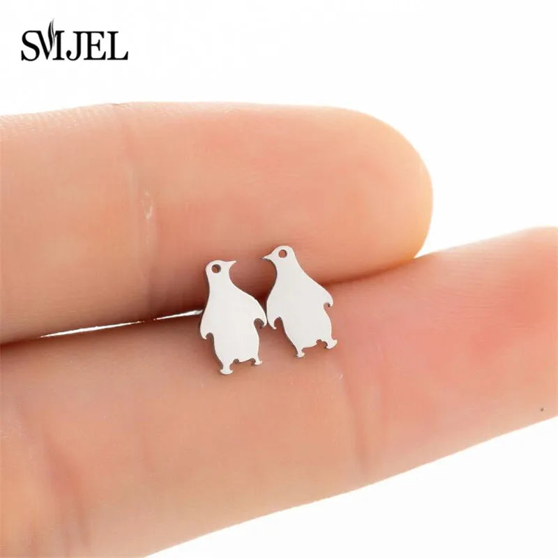 Small Black Stainless Steel Charm Studs