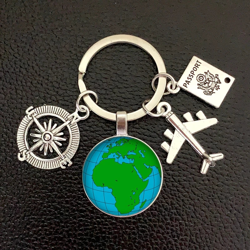 Globe Compass Keychain