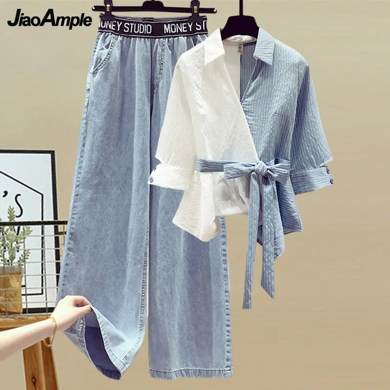 Lace Blouse & Jeans Set