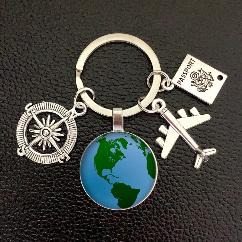 Globe Compass Keychain