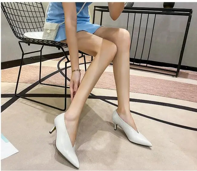 Women's Pointed-Toe V-Cut Pumps