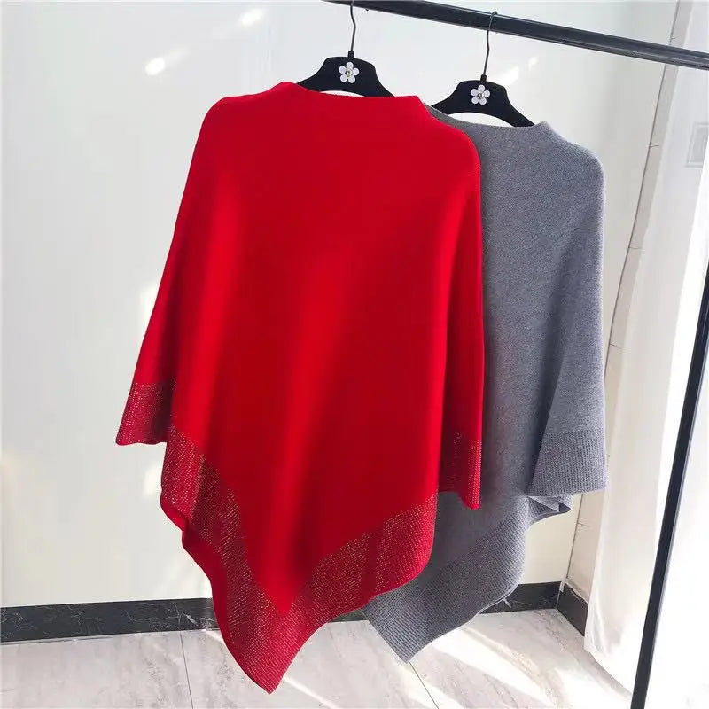 Batwing Knit Poncho Sweater