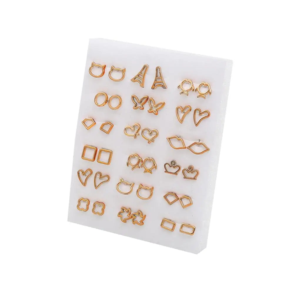 Mixed Crystal Stud Earrings Set
