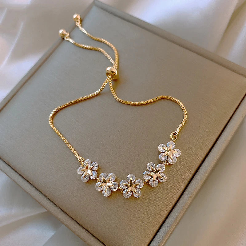 🦋 Crystal Flower Butterfly Bracelet